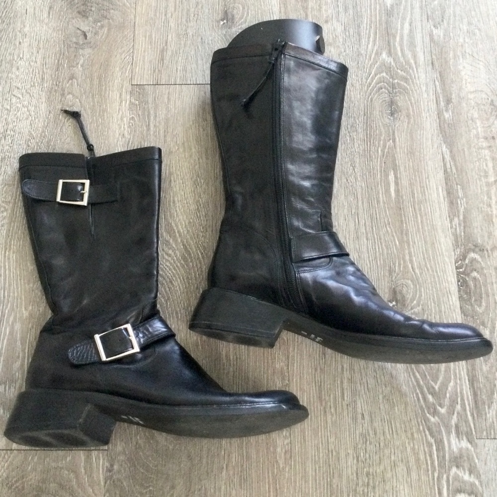 DONALD PLINER VERA GOMMA ITALIAN LEATHER MOTO STYLE BOOTS - Picture 2 of 4
